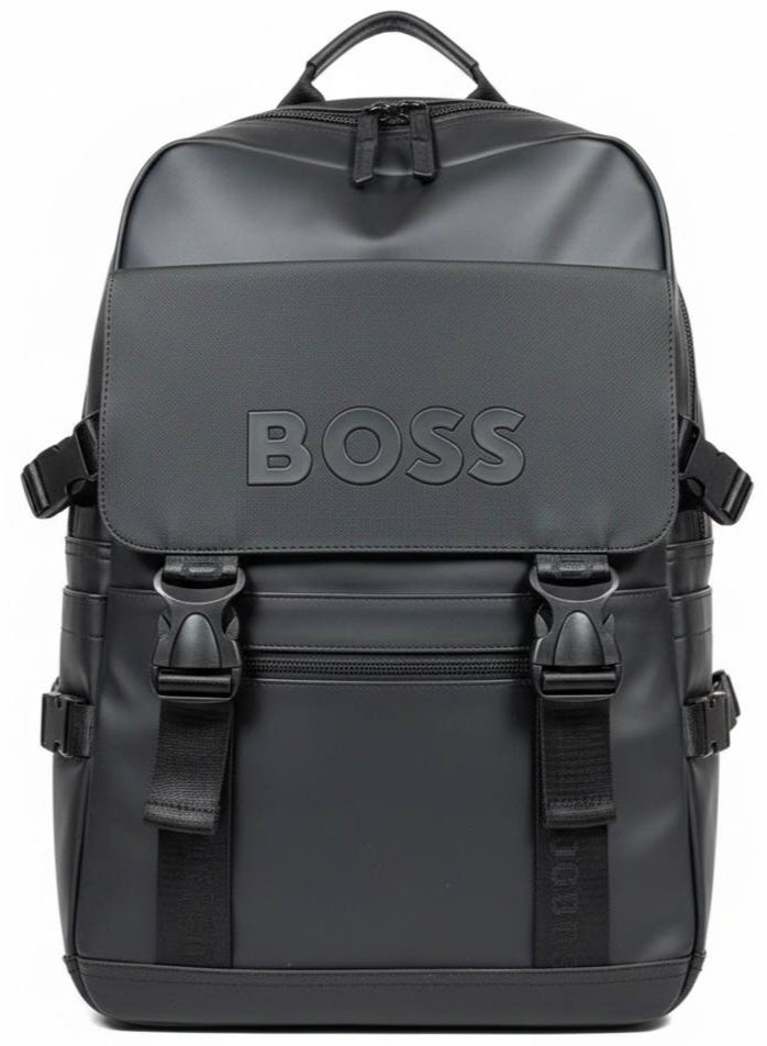 Water-resistant backpack with a modern design and durable material, large capacity and multiple pockets - Black